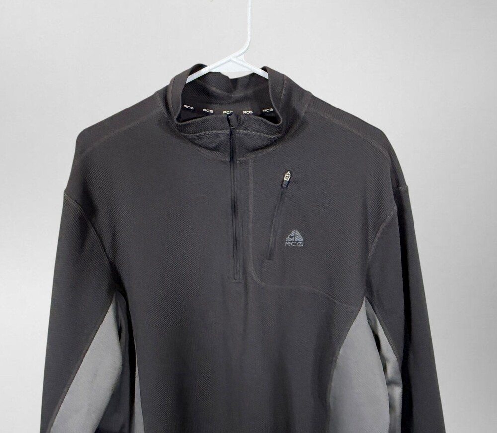 Nike ACG FIT DRY Men's L Quarter Zip Pullover Gray Hiking Outdoor Y2K